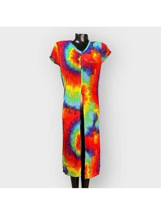 NYC Other - P166 NYC NEW Mesh Tie-Dye Open Swim Cover-Up Large Colorful Dopamine Red Auction